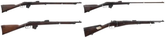 Four Antique European Military Bolt Action Long Guns