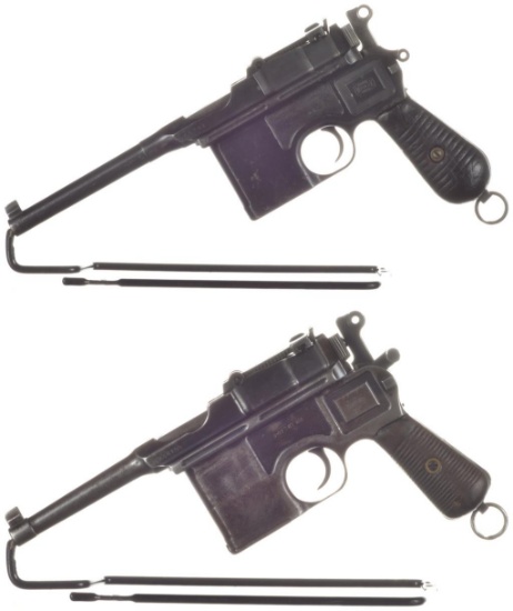 Two Mauser Broomhandle Semi-Automatic Pistols