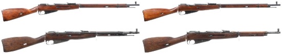Four Mosin-Nagant Bolt Action Military Long Guns