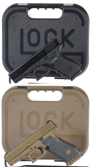 Two Glock Model 19 Semi-Automatic Pistols with Cases