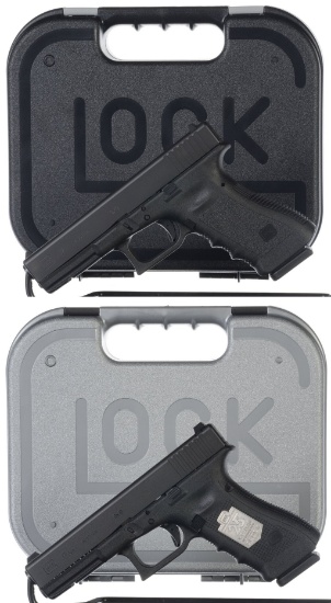 Two Glock Model 17 Semi-Automatic Pistols with Cases