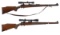 Two Mannlicher Style Sako Bolt Action Rifles with Scopes