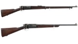 Two U.S. Springfield Armory Krag-Jorgensen Bolt Action Rifles
