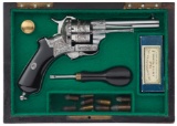 Engraved Lefaucheux Pinfire Revolver with Case, Accessories