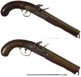 Two T. Ketland & Co. Marked Brass Barrel Flintlock Pistols