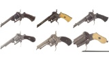 Six Folding Trigger Pinfire Revolvers