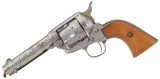 Engraved Antique Colt Single Action Army with Steer Head Grip