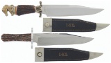 Two Large George Wostenholm Sheffield Bowie Knives with Sheaths