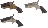 Three Antique American Four Barrel Pepperbox Pocket Pistols
