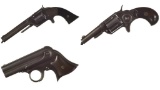 Three Antique American Spur Trigger Revolvers -A) Smith & Wesson No. 2 Old