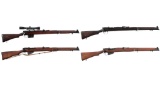 Four Lee-Enfield Military Bolt Action Rifles