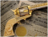Gold Plated Engraved Colt Single Action Revolver with Eagle Grip