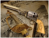 Factory Engraved Colt 1851 Navy Revolver with Carved Grip