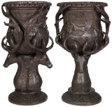 Large Pair of Stag Head Urns by P.J. Mene