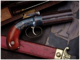 Cased Engraved Manhattan Six-Shot Percussion Pepperbox