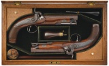 Pair of Engraved Gold Banded Maclauchlan Percussion Pistols