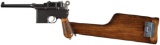 Mauser C96 Flatside Broomhandle Pistol with Shoulder Stock