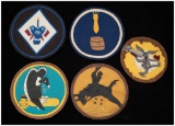 Five U.S. World War II Bombardment Squadron Uniform Patches