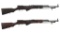 Two Chinese SKS Semi-Automatic Rifles with Bayonets