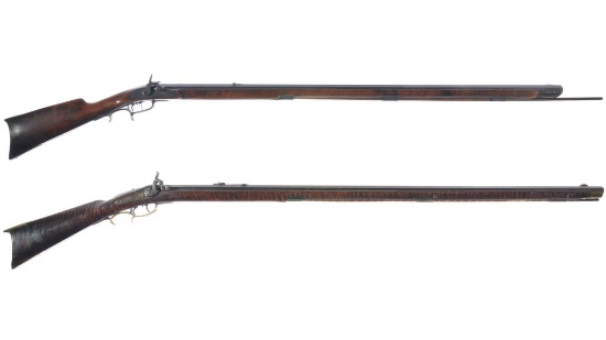Two Antique American Percussion Full-Stock Rifles