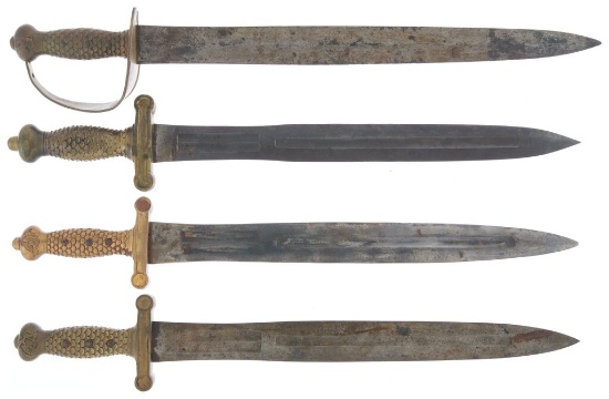 Four U.S. Military Pattern Short Swords with Brass Hilts