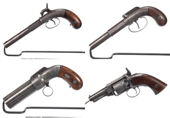 Four Antique American Percussion Handguns
