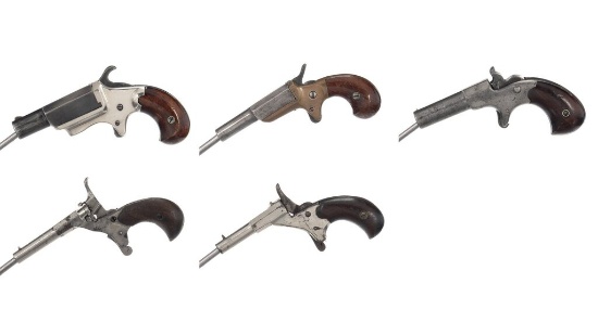 Five Antique Single Shot Pocket Pistols