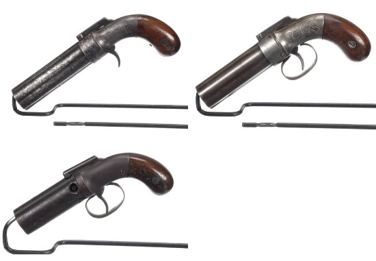 Three American Percussion Pepperboxes