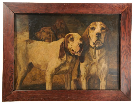 Framed Vintage Henry Poore Bear Dogs Print