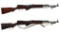 Two Soviet SKS Semi-Automatic Rifles with Bayonets