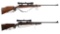 Two European Bolt Action Rifles with Scopes