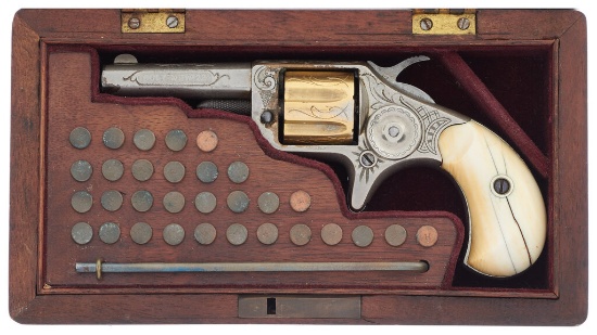 Cased and Engraved Etched Panel Colt New Line .22 Revolver