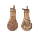 Two Double Sided Colt Patent Eagle Powder Flasks
