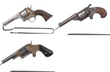 Three Antique Engraved American Revolvers