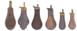 Six Small Powder Flasks