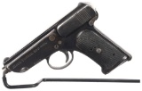 WWI Era German Jager Waffenfabrik Jager Pistol with Holster