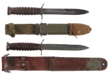 Two Side-Marked U.S. M3 Fighting Knives with Sheaths