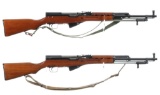 Two Chinese Norinco SKS Semi-Automatic Rifles with Bayonets