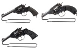 Three British Webley & Scott Ltd Double Action Revolvers