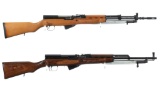 Two European Military SKS Pattern Rifles with Bayonets