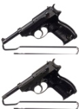 Two World War II German P.38 Semi-Automatic Pistols