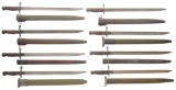 Grouping of Primarily U.S. Military Bayonets with Scabbards