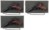 Three High Standard Sharpshooter Pistols with Boxes
