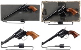 Four High Standard Double Action Revolvers with Extra Cylinders