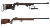 Two Anschutz Single Shot Bolt Action Rifles