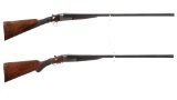 Two Factory Engraved British Boxlock Double Barrel Shotguns