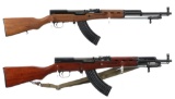 Two Chinese Norinco SKS Rifles with Bayonets