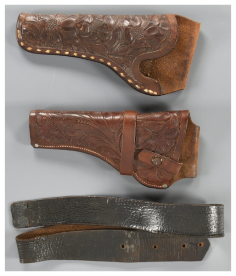 Two Handgun Holsters and a Belt