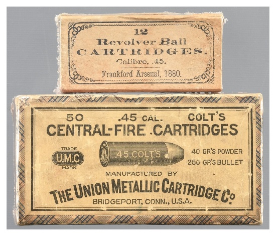 Two Boxes of Antique .45 Caliber Ammunition