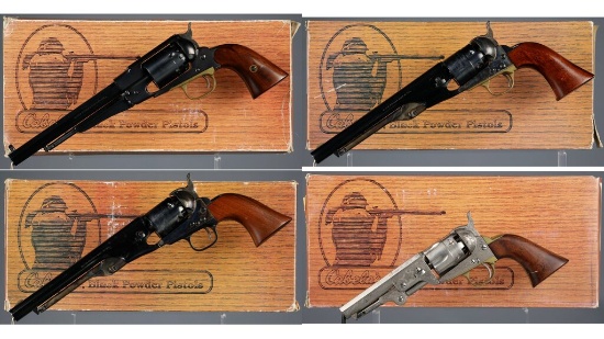 Four F. Lli Pietta Percussion Revolvers with Boxes